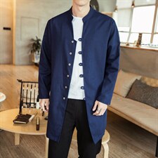 风大码衬衣男士休闲长款衬衫男装唐装复古外套潮CS503-P65,男装衬衫,钱塘788(原4013)