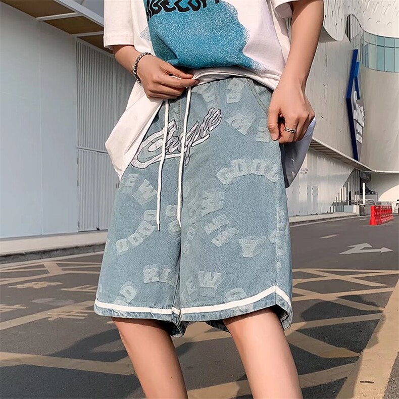 高街牛仔短裤夏季潮牌ins百搭直筒宽松五分裤N2033P40,男装牛仔裤,星座1116-2
