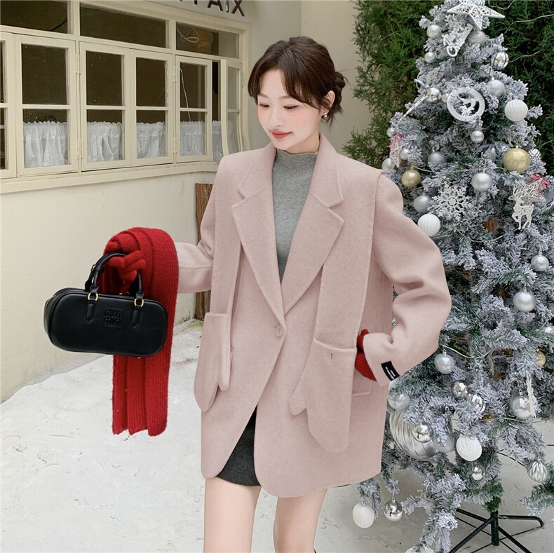2025冬季西装双面尼70毛送手套围帽（现货）2C375-2519-P275-K418,女装毛呢外套,2C375