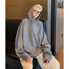 港风大码日系复古袋鼠兜麂皮绒套头连帽卫衣XZ213-JPR202-P70控88，男装卫衣，星座213