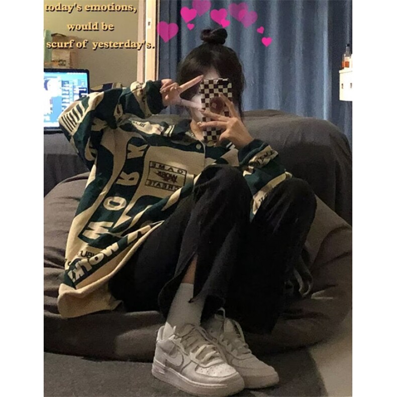 美式高街polo领卫衣女早秋新款小众复古长袖上衣外套T673,女装短外套,星座1116A（原606A-3）