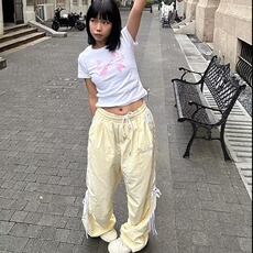 高级感痞帅冲锋裤女春季美式风高街裤子春夏款宽松直筒休闲裤，男装休闲裤，星座506A