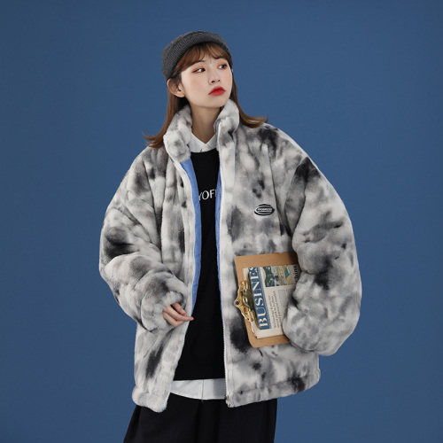 21冬季加厚中性风扎染小兔毛棉服潮流羊羔毛情侣棉衣227-910-P148,男装棉衣,星座227