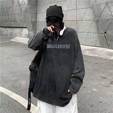 INS潮流街头复古港风洗水做旧简单字母印花宽松百搭长袖E685-P50，男装卫衣，星座911-2(原星座613-2）