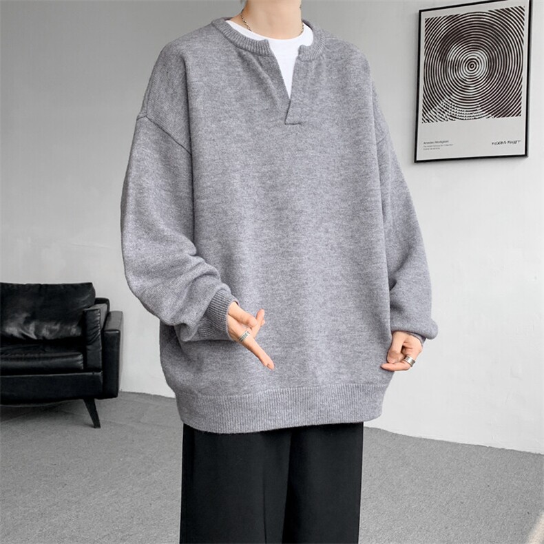 8XL-M高品质V领毛衣大码针织时尚外套慵懒风纯色打底衫MY1508/P68,男装针织衫/毛衣,电商B238