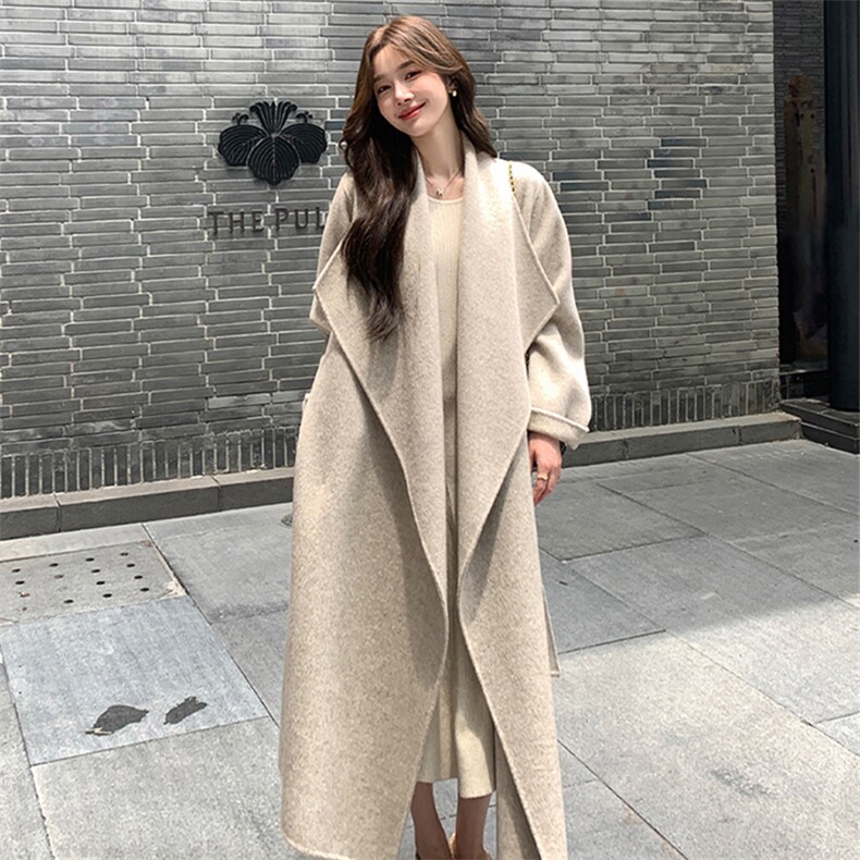 高级感呢子大衣女中长款法式纯欲2025秋冬新款宽松羊毛呢子外套，女装毛呢外套，纪茹