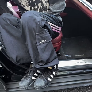 美式条纹休闲冲锋裤男夏季潮拼接大口袋工装裤 M542 P38图片