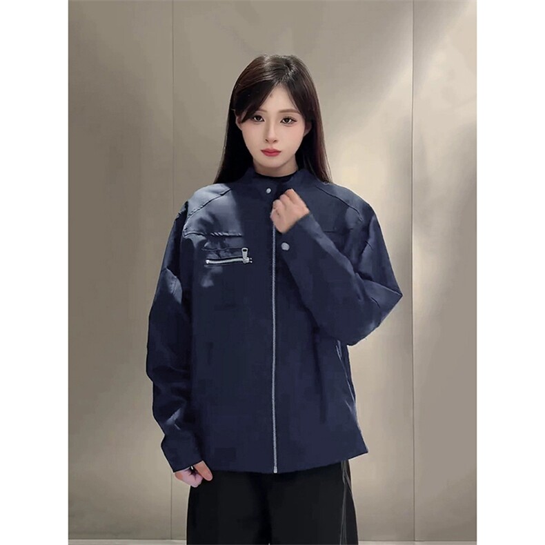 26春装高品质老钱风立领夹克外套男女美式潮牌拉链工装风宽松上衣，男装夹克，电商A486