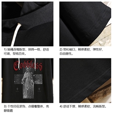 连帽短袖t恤男大码胖子带帽五分袖中袖砖墙挂拍LD54323-P45，男装T恤，电商A040A
