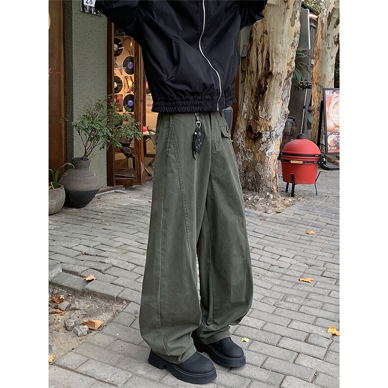 05美式复古弯刀裤百搭垂感收脚宽松工装裤XZ211-1-K2471-P65,男装休闲裤,星座211-1