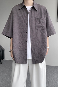 8XL-M泡泡纱盐缩肌理短袖衬衫男夏季冰丝外套防晒衬衣DC28011P36图片