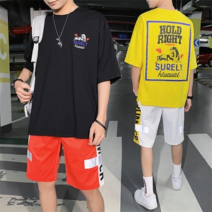 短袖t恤2021新款潮牌男装一套搭配夏装高中运动套装DS773TP65