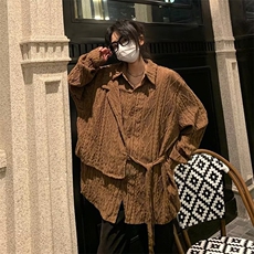 复古提花衬衫男女长袖时尚设计感镂空上衣夏季潮流痞帅衬衣-C0255，男装衬衫，星座601-2