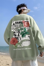 ！直播品质重磅宽松大码港风玫瑰印花圆领卫衣WY107-特p28，男装卫衣，星座508（原C305）