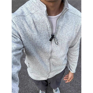 JY609-P76 抓绒衣外套男春秋款拉链立领夹克美式复古开衫卫衣图片