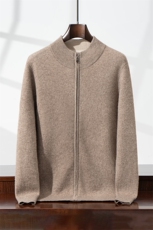简约针织衫男毛线衫2024年秋季立领拉链开衫羊绒衫，男装羊绒开衫，宏杨羊绒
