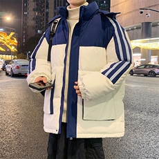 港风潮牌新款织拼色连帽服潮流保暖棉衣M085-P110控159，男装棉衣，星座717