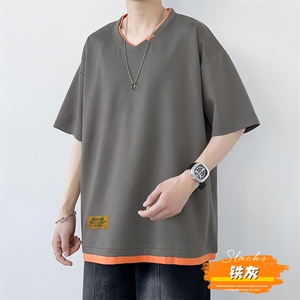 夏季短袖港风白墙休闲宽松潮牌百搭短袖T恤男TC3138RK01-P30控50图片