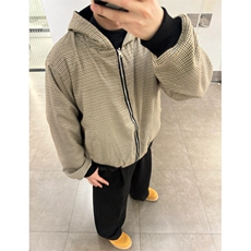美式双面穿格子连帽外套男冬季棒球服夹克上衣拉链卫衣WB433X-P70，男装夹克，星座412-3