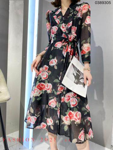 印花真丝裙，女装，迈时尚