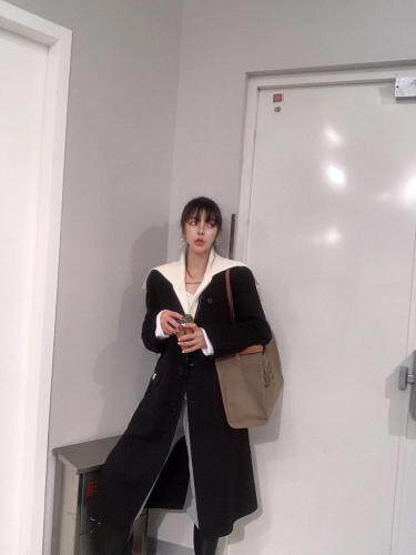 针织领双面羊绒大衣领子可脱卸.SM，女装，尚映