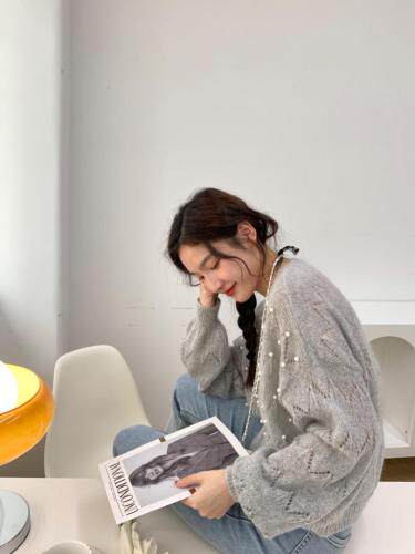 TWTIUWOO-秋装新款订珠马海毛毛衣，女装针织衫/毛衣，她物