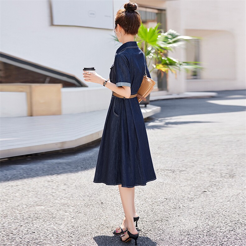天丝牛仔连衣裙女薄款2026夏季新款小个子高级感减龄显瘦衬衫裙子,女装连衣裙,美沁