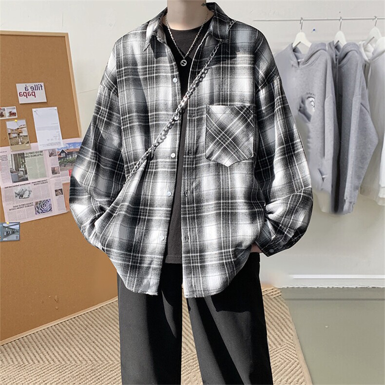 衬衫男2025秋季新款港风格子休闲长袖衬衣CS606-特P28无差价图片