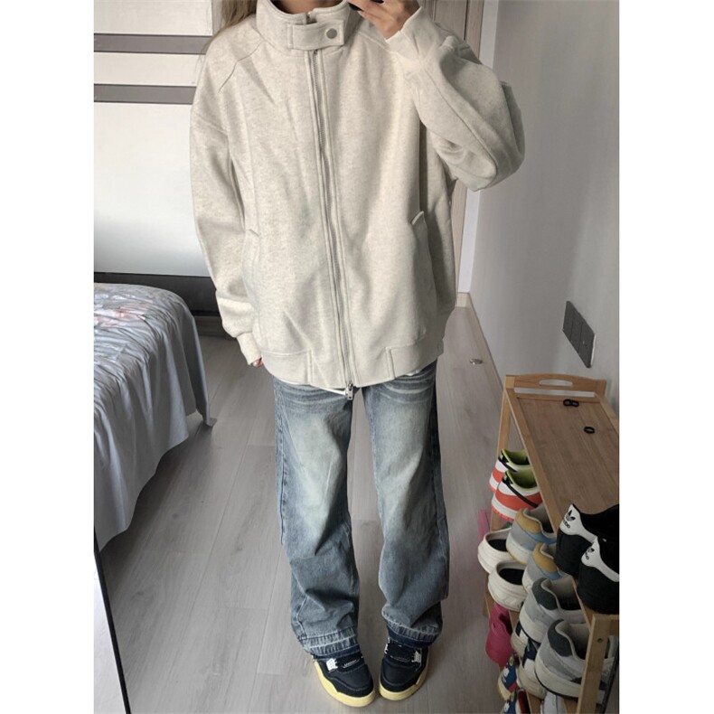 【有货】立领运动美式重磅开衫卫衣男女情侣夹克外套8154CC-特P73图片