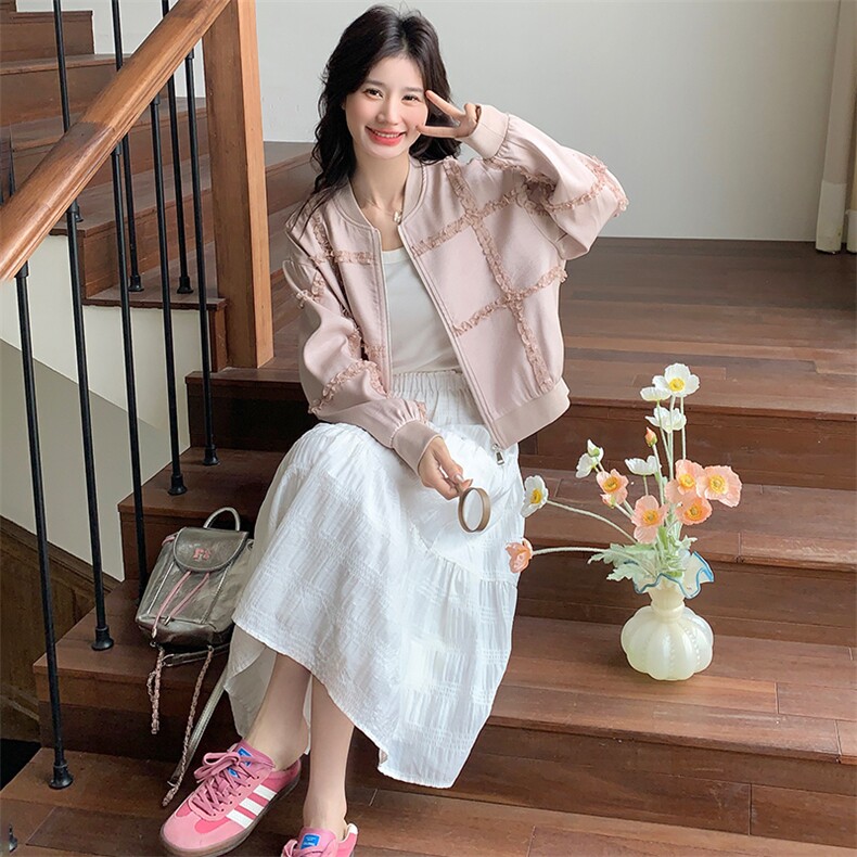 小香风设计感休闲外套女2025春季新款时尚百搭洋粉色上衣,女装短外套,幸运星