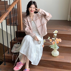 小香风设计感休闲外套女2025春季新款时尚百搭洋粉色上衣，女装短外套，幸运星