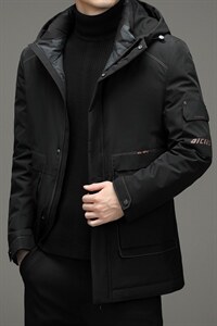 白鸭绒连帽羽绒服男款2023冬季中年装加厚保暖外套XXH1807-P290，男装羽绒服，电商B212（原钱塘6029）