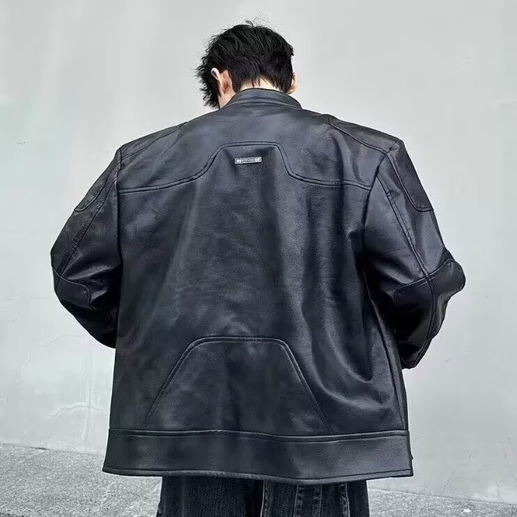 JY359-P75短款垫肩美式复古PU皮夹克外套网图,男装夹克,星座1501-3