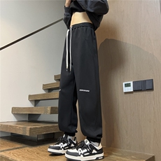 2025秋冬装华棉刺绣休闲裤宽松卫裤潮男K8766/特P35黑色5，男装休闲裤，电商A094