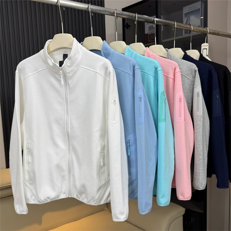 网图 高品户外 山系立领双面针织空气层长袖夹克外套男女A874-P85图片