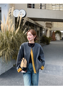 宽松毛呢外套女冬小个子休闲韩系高级感双面羊毛大衣图片