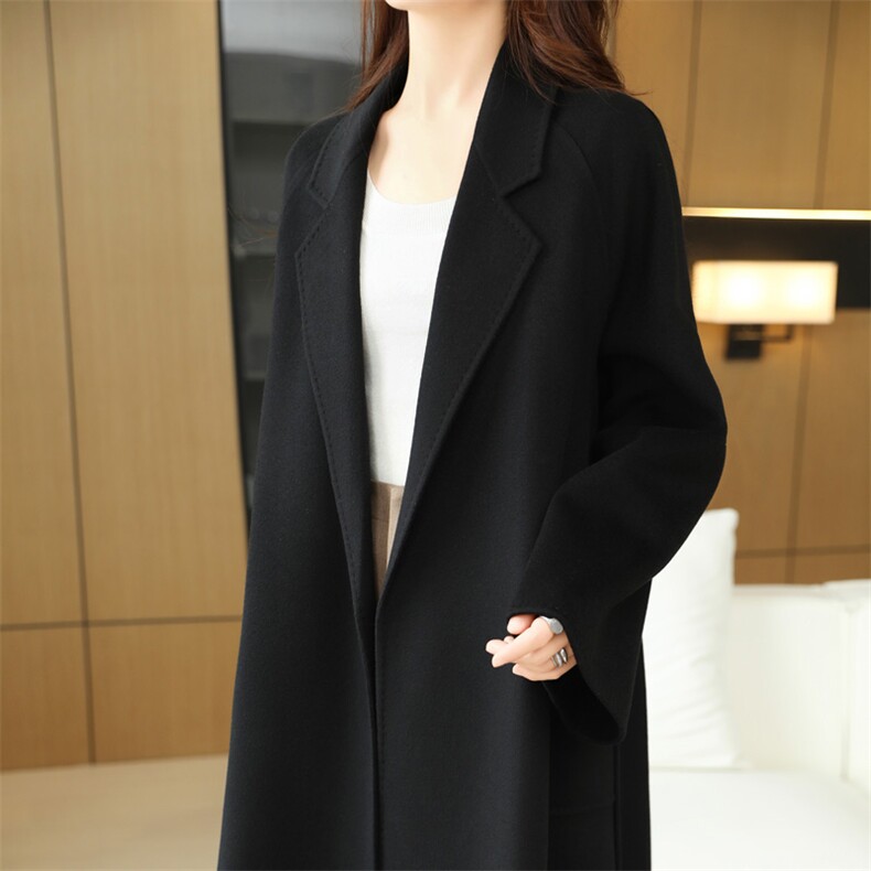 女士羊绒大衣10%羊绒90%羊毛秋冬保暖，女装双面呢大衣，赛欧妮