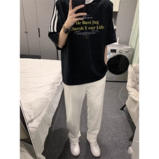 夏季美式高街重磅纯棉三条杠织带撞色男女短袖T恤ZD602-特P30，男装T恤，电商A486-1