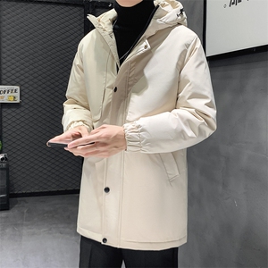 团购连帽中长款修身潮牌工装户外冲锋衣羽绒服外套男女款 团体服图片