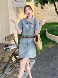 法式复古显瘦牛仔连衣裙女夏2025新款小个子裙子减龄超火爆款独特图片