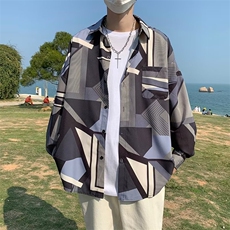 长袖衬衫男港风日系韩版潮流帅气衬衣C2223P28，男装衬衫，星座1116-2