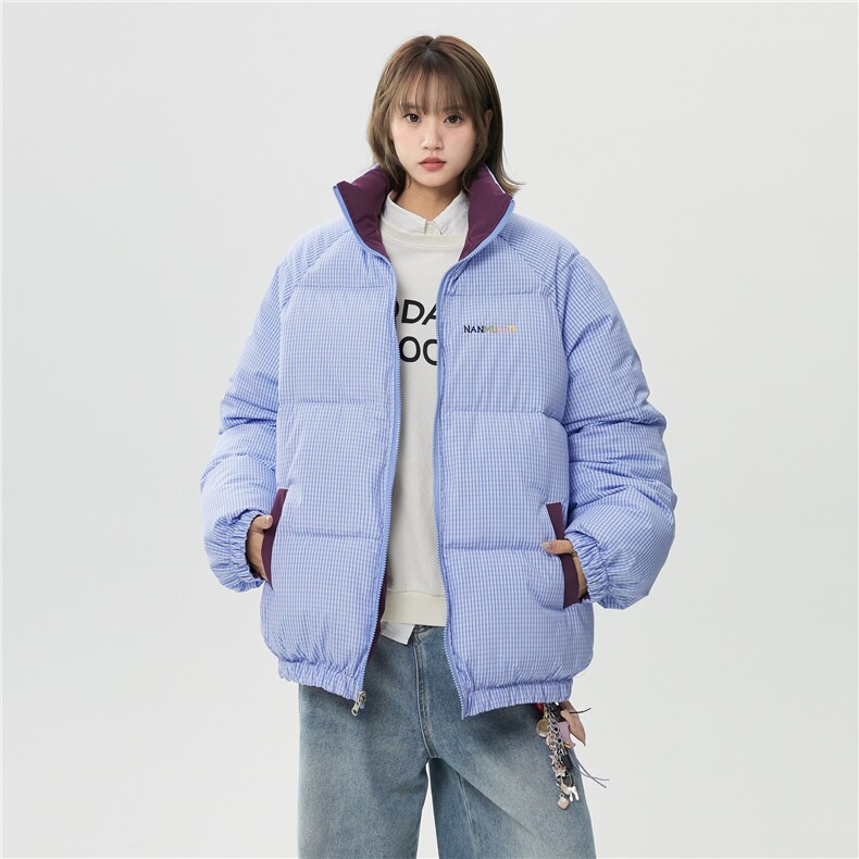 XZ-230-1MY700中性风简约百搭格子刺绣双面穿休闲面包服P118控158，鞋类箱包手腕包，星座230-1