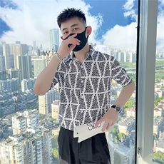 规则花纹衬衫修身上衣质量M-3XLT144，男装衬衫，星座1116A-2（原606A-1）