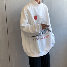 加绒加厚高领卫衣油画印花落肩袖情侣款打底衫男XZ514-2-G83-P48，男装T恤，星座514-2(原B239)
