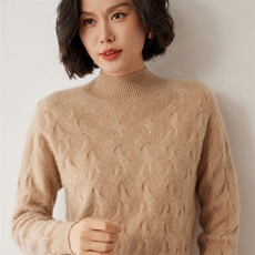 优雅百搭半高领羊绒衫时尚经典显瘦针织毛衣，女装羊绒衫，米琪莲羊绒
