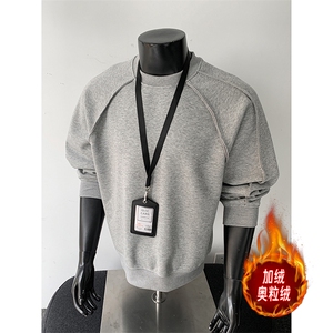 圆领重磅boxy500克卫衣短宽织带外套男潮加绒奥粒绒 RH5319JR-P50图片