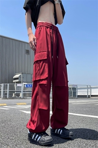 美式机能工装裤子男夏季潮速干冲锋裤宽松阔腿长裤高街冰丝伞兵裤图片