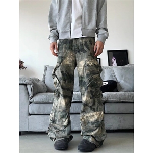 W9460-P80 网图现货 重磅口袋迷彩直筒牛仔裤cleanfit宽松工装裤图片