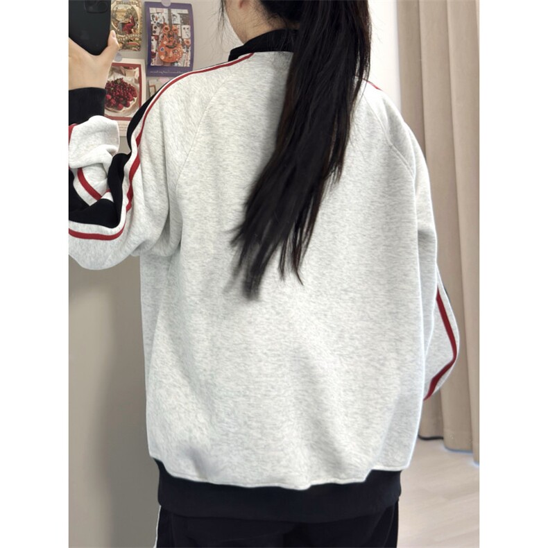 5275-P55原版压线#有改字母【纯棉华棉复合】卫衣立领外套,女装卫衣/绒衫,星座617A-2