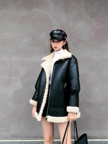 冬季新款皮毛一体外套打底连衣裙，女装连衣裙，紫锦百艳